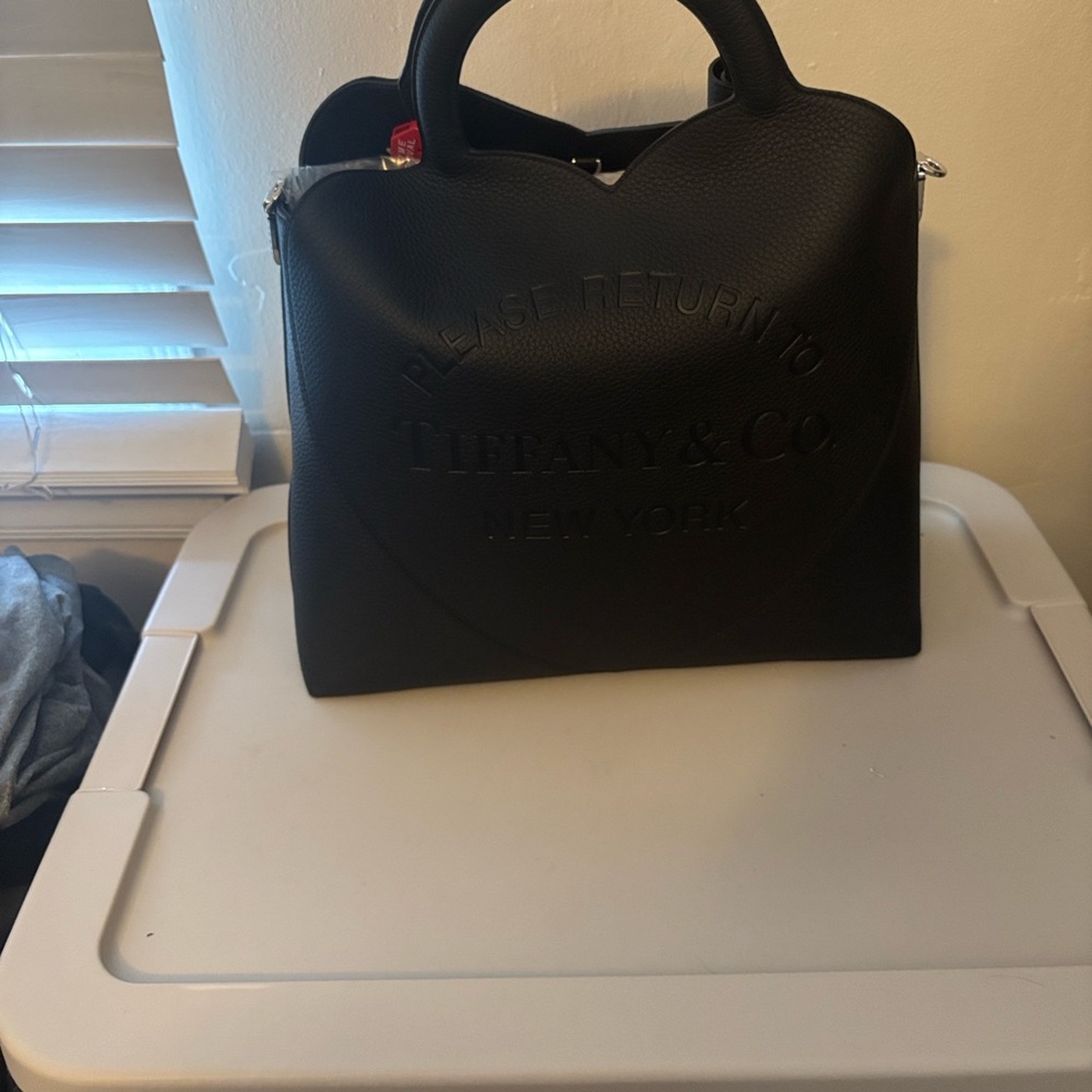 Tiffany & Co. Black Scalloped Top-Handle Tote with Strap - Picture 2 of 4